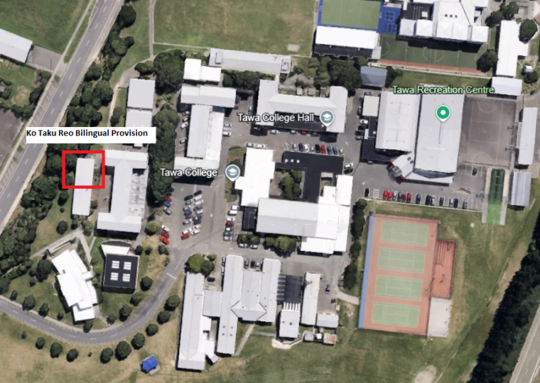 Map showing where the Ko Taku Reo provision at Tawa College